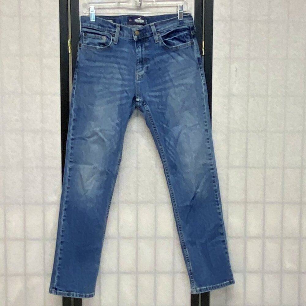 Hollister Epic Flex 29 Mid Rise Slim Straight Denim Jeans Faded Medium Wash